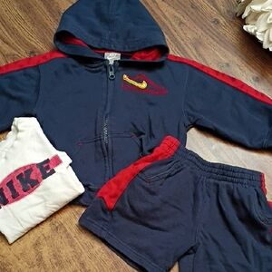 👟 Nike Kids Navy and Red Hoodie, Shirts, T-shirt Matching Set 24 Months